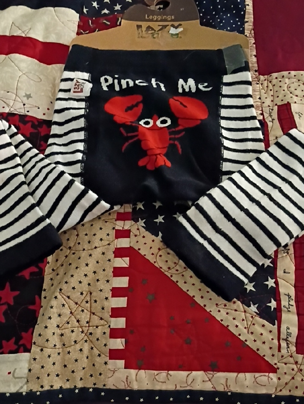Lazy One Navy and Red 'Pinch Me' Lobster Knit